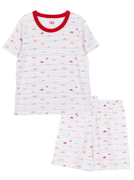 Bộ áo quần thun mặc nhà bé trai ngắn CF B0820013 (Đỏ)