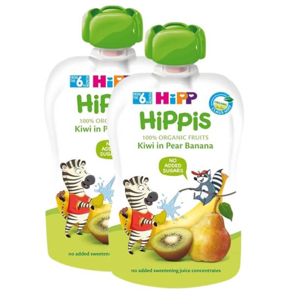 Combo 2 Dinh dưỡng 100% trái cây nghiền hữu cơ HiPPiS Organic (Kiwi, Lê, Chuối)