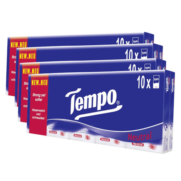Combo 4 Khăn giấy bỏ túi Tempo Regular không mùi (10 gói)