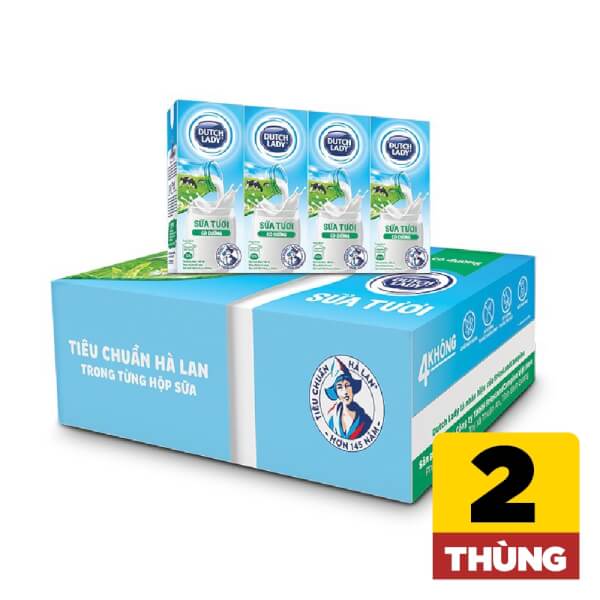 Combo 2 thùng Sữa tươi tiệt trùng có đường Dutch Lady 180ml - Lốc 4 hộp - 12 lốc/thùng