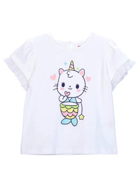 Bộ áo quần thun bé gái ngắn CF G0820016 (1-6 tuổi,Trắng)