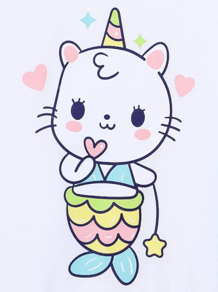 Bộ áo quần thun bé gái ngắn CF G0820016 (1-6 tuổi,Trắng)