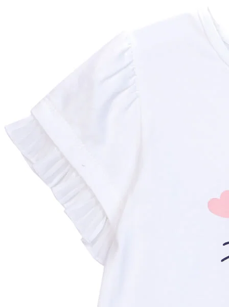 Bộ áo quần thun bé gái ngắn CF G0820016 (1-6 tuổi,Trắng)