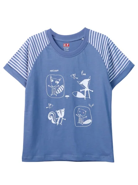 Bộ áo quần thun mặc nhà bé trai ngắn CF B1020022 (1-6 tuổi, Xanh)