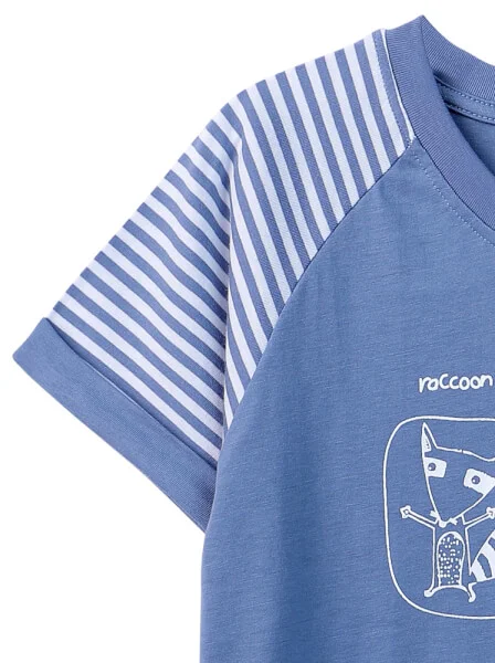 Bộ áo quần thun mặc nhà bé trai ngắn CF B1020022 (1-6 tuổi, Xanh)