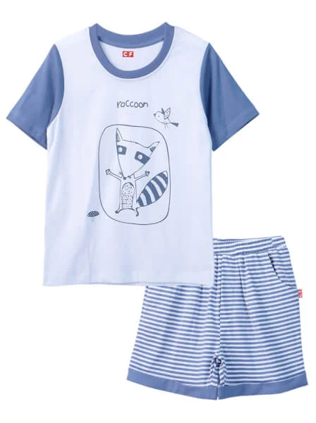 Bộ áo quần thun mặc nhà bé trai ngắn CF B1020021 Trắng