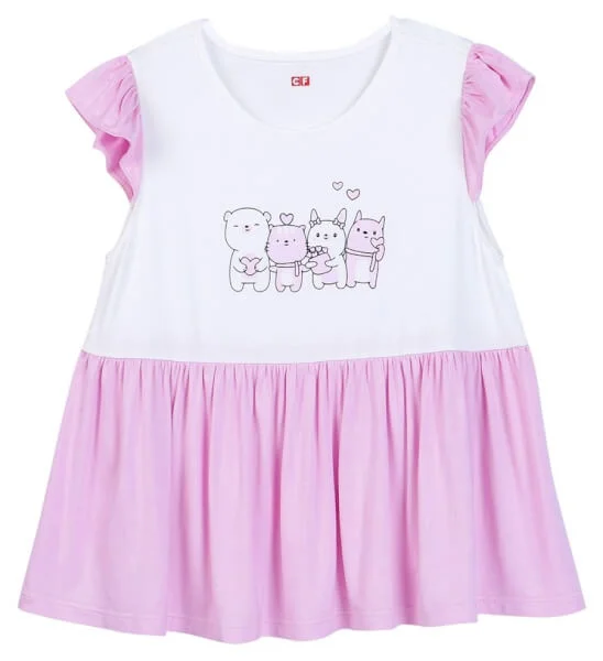 Bộ thun bé gái ngắn mặc nhà CF G1120007 (Hồng)