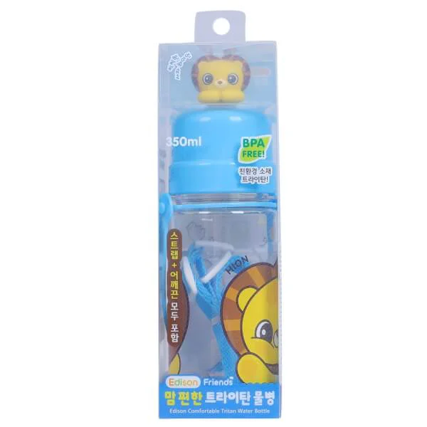 Bình tập uống Edison tritan có dây (xanh, 350ml)