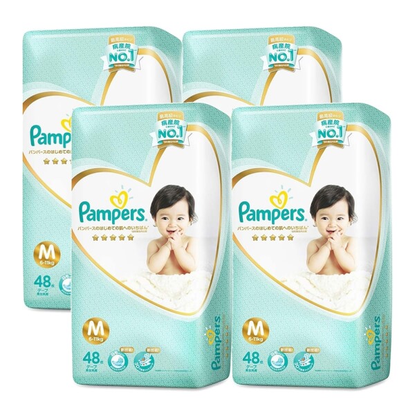 Combo 4 gói Bỉm tã quần Pampers Nhật size M 48 miếng (6-11kg, New)