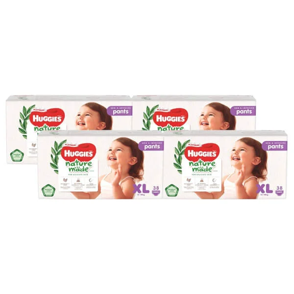 Combo 4 gói Bỉm tã quần Huggies Platinum Nature Made size XL 38 miếng (12-18kg)