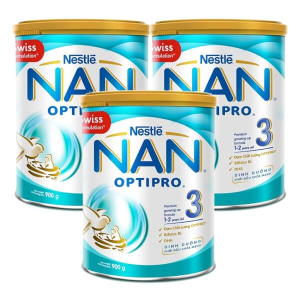 Combo 3 lon Sữa Nan Optipro 3 900g (1-2 tuổi)