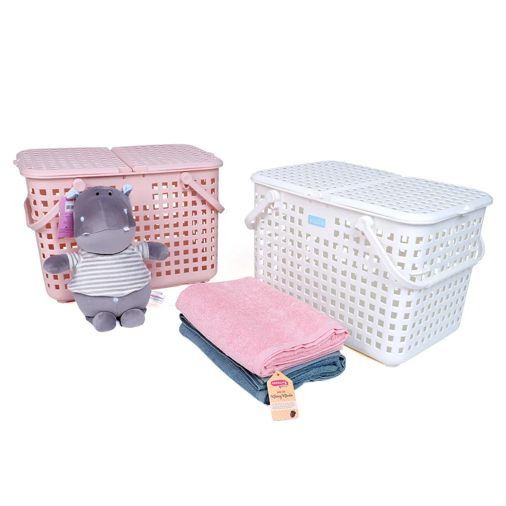 Giỏ xách quai giữa Nachi có nắp - trắng