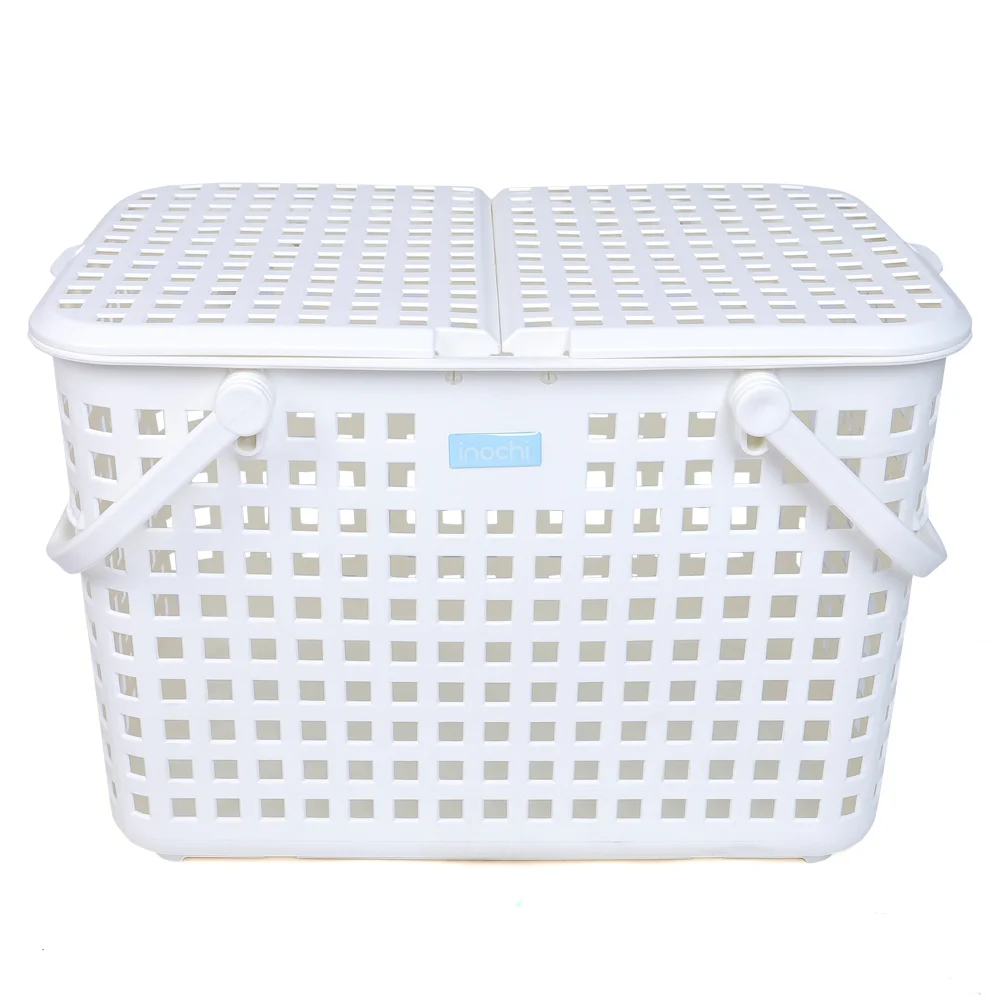 Giỏ xách quai giữa Nachi có nắp - trắng