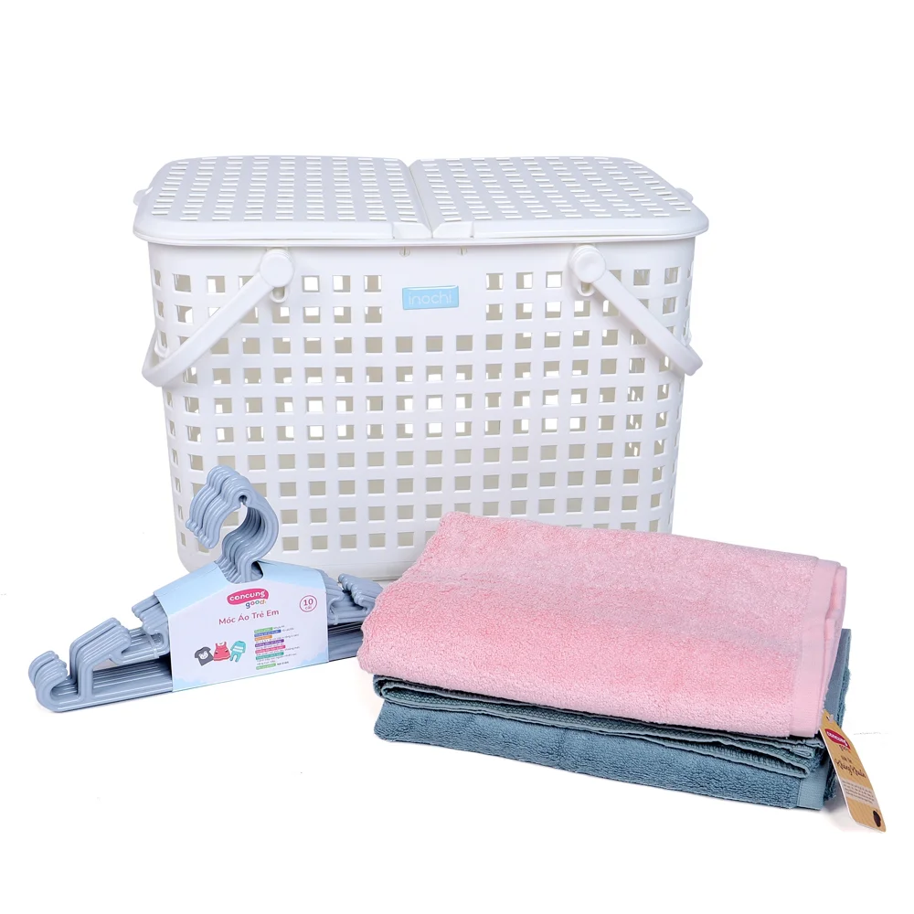 Giỏ xách quai giữa Nachi có nắp - trắng