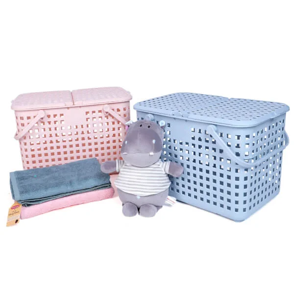 Giỏ xách quai giữa Nachi có nắp - xanh nhạt