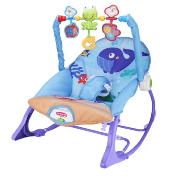 Ghế bập bênh cho bé ConCung Good họa tiết cá voi (024-2, Xanh)