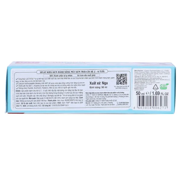 Splat Kids kem đánh răng tự nhiên mùi kem trái cây bé 2 - 6 tuổi