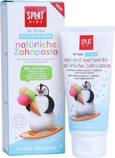 Splat Kids kem đánh răng tự nhiên mùi kem trái cây bé 2 - 6 tuổi