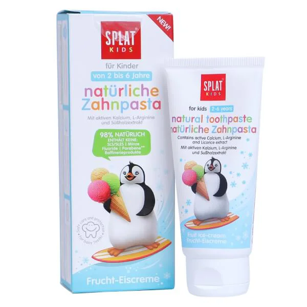 Splat Kids kem đánh răng tự nhiên mùi kem trái cây bé 2 - 6 tuổi