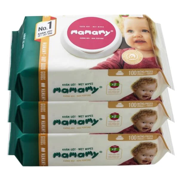 Combo 3 khăn ướt Mamamy không mùi 100 tờ