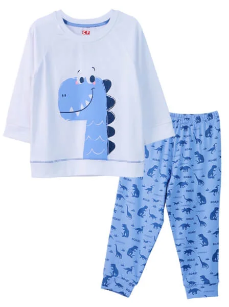 Bộ thun mặc nhà bé trai dài CF B1120006 (1-6 tuổi,Trắng)