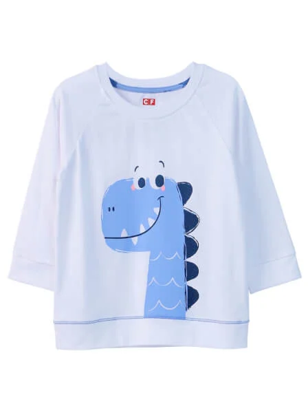 Bộ thun mặc nhà bé trai dài CF B1120006 (1-6 tuổi,Trắng)