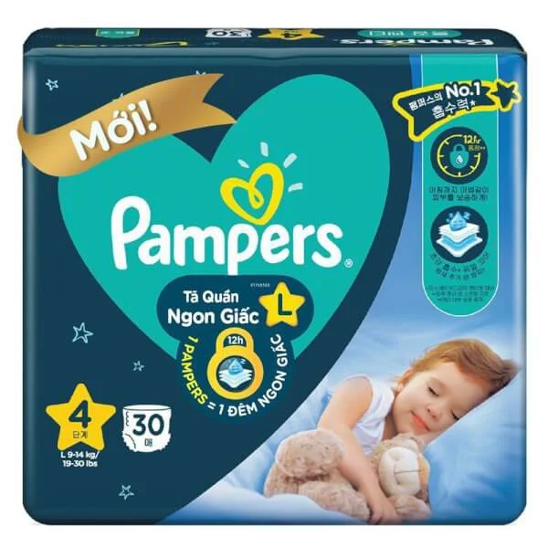 Bỉm tã quần Pampers ngủ ngon size L 30 miếng (9-14kg)