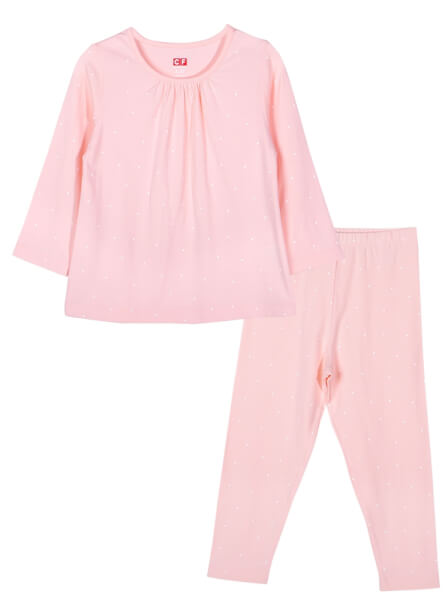 Bộ áo quần thun mặc nhà bé gái dài CF G1120002 (1-6 tuổi,Hồng)