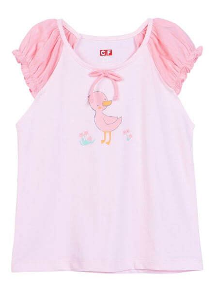 Bộ áo quần thun mặc nhà bé gái ngắn CF G1020039 (1-6 tuổi,Hồng)