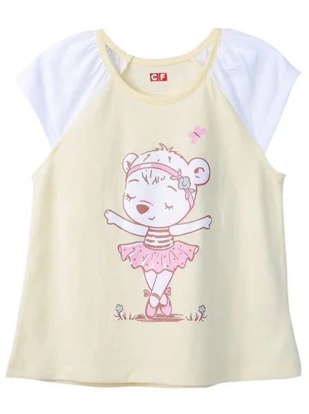 Bộ thun mặc nhà bé gái ngắn CF G0920003 (1-6Y,Vàng)