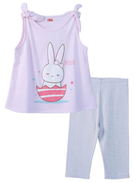 Bộ thun mặc nhà bé gái ngắn CF G0920002 (1-6Y,Hồng)