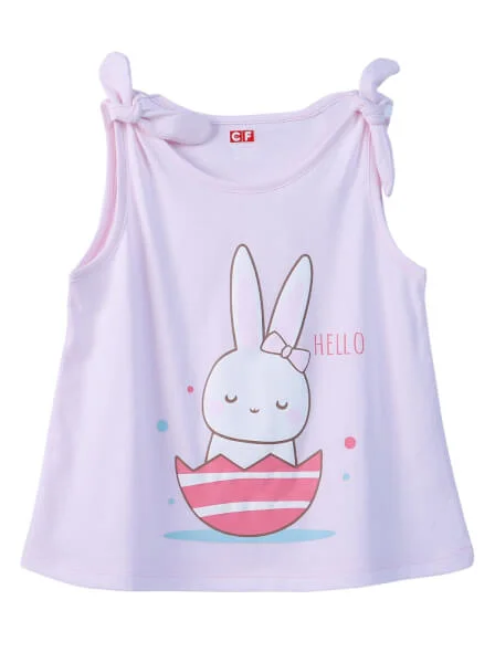 Bộ thun mặc nhà bé gái ngắn CF G0920002 (1-6Y,Hồng)