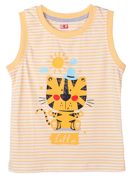 Bộ áo quần thun mặc nhà bé trai ngắn CF B1020025 (1-6 tuổi,Sọc vàng)