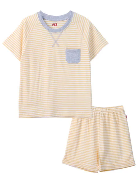 Bộ áo quần thun mặc nhà bé trai ngắn CF B1020023 (3-4Y,Sọc vàng)