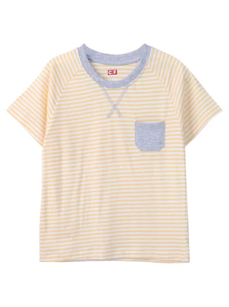 Bộ áo quần thun mặc nhà bé trai ngắn CF B1020023 (3-4Y,Sọc vàng)