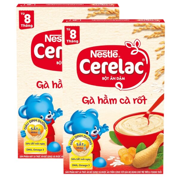 Combo 2 bột ăn dặm Nestle CERELAC Gà hầm cà rốt, 200g