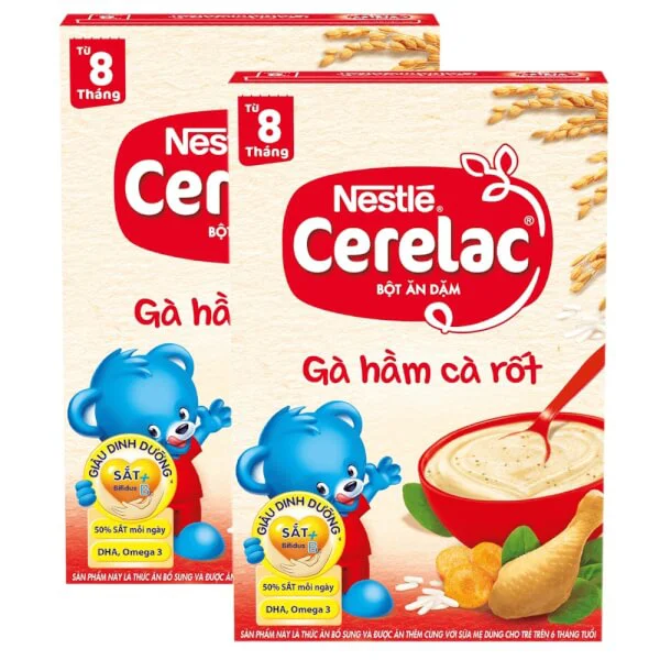 Combo 2 bột ăn dặm Nestle CERELAC Gà hầm cà rốt, 200g