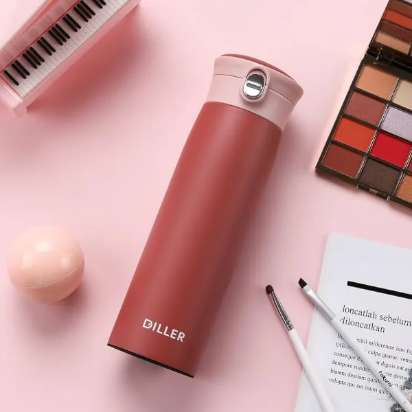 Bình giữ nhiệt Diller 450ml (2 lớp inox 304)- Đỏ