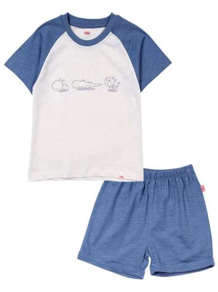 Bộ thun bé trai ngắn mặc nhà CF B1220044 (1-2Y/2-3Y,Xanh)