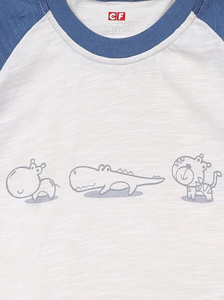 Bộ thun bé trai ngắn mặc nhà CF B1220044 (1-2Y/2-3Y,Xanh)