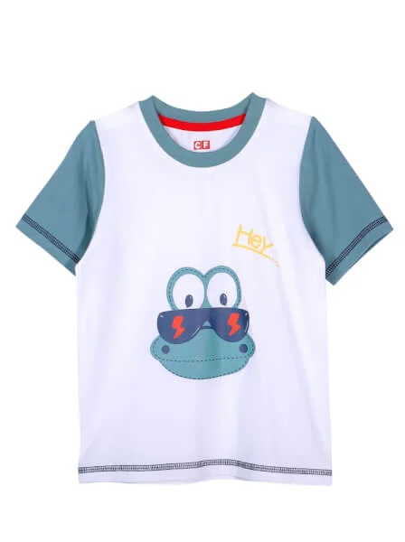 Bộ áo quần thun mặc nhà bé trai ngắn CF B1120001 (3-4Y,Trắng)