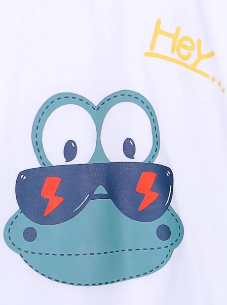 Bộ áo quần thun mặc nhà bé trai ngắn CF B1120001 (3-4Y,Trắng)