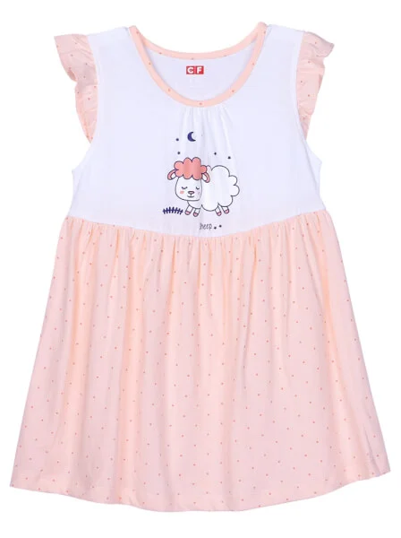 Đầm thun bé gái mặc nhà CF G1220033 (1-6 tuổi,Cam)