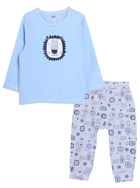 Bộ áo quần thun bé trai dài CF B1020004 (9-24M,Xanh)