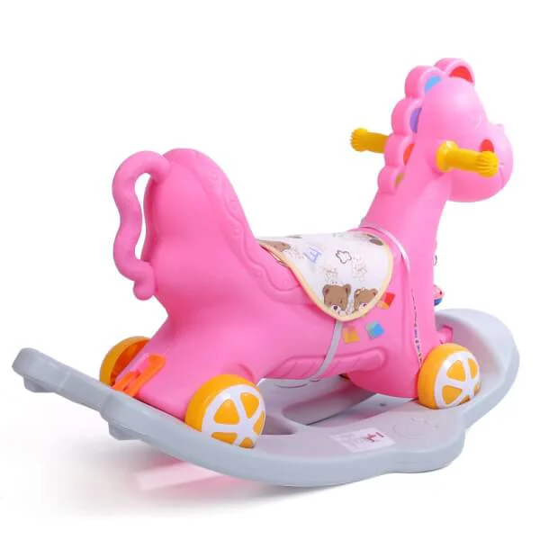 Ngựa bập bênh chòi chân Toycity 2 in 1 (Hồng)