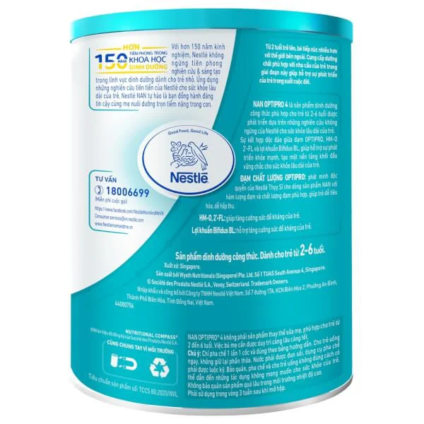 Sữa Nan Optipro 4 900g, HMO (2-6 tuổi)