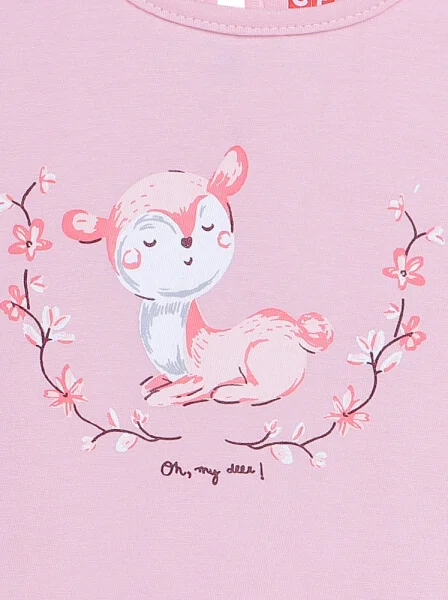 Bộ áo quần thun bé gái dài CF G1020022 (9-24M,Hồng)