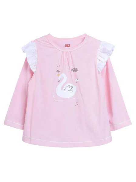 Bộ áo quần thun bé gái dài CF G1020015 (9-24M,Hồng)