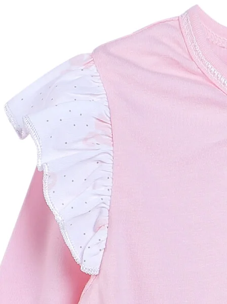 Bộ áo quần thun bé gái dài CF G1020015 (9-24M,Hồng)