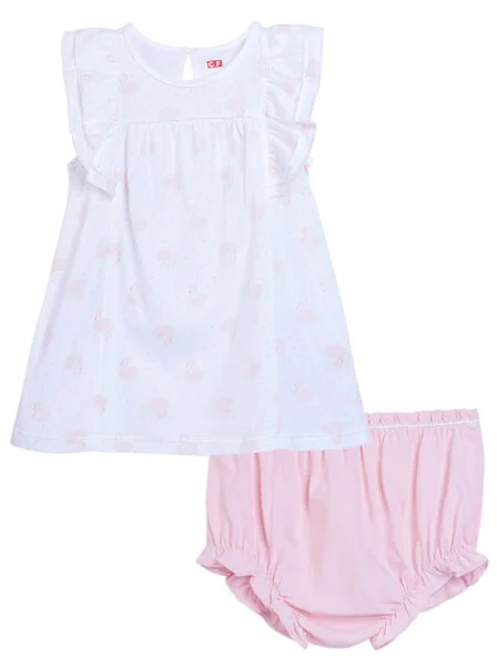 Đầm thun bé gái CF G1020010 (9-24M,Trắng)